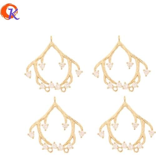 Cordial Design 50Pcs 26*26MM Jewelry Accessories/Hand Made/CZ Charms/Drop Shape/Earrings Connectors/DIY Making/Earring Findings