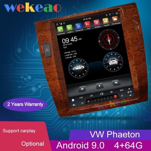 Wekeao 12.1'' Vertical Screen Tesla Style 1Din Android 9.0 Car Radio Automotivo For Volkswagen VW Phaeton Car Dvd Player GPS