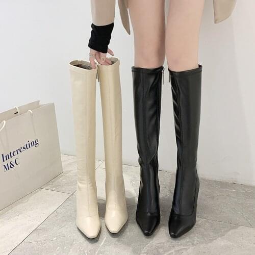 White Shoes Boots Round Toe Sexy Thigh High Heels High Sexy Luxury Designer Mid Calf Rubber Stiletto Over-the-Knee Low Fashion