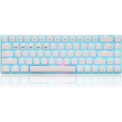 XM-RF68 Mechanical Keyboard 68-Key 3 Modes Bluetooth 2.4GHz Wireless Keyboard For Desktop Laptop Computer Phone PC - White
