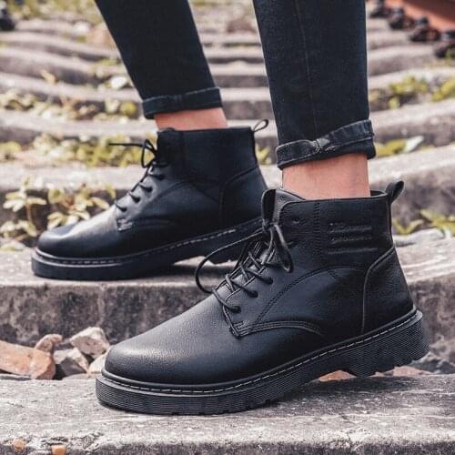 Botas Men Motorcycle Ankle Boots Wedges Male Lace Up Platforms Shoes Autumn Leather Oxford Shoes Men Boots Zapatos Para Hombre