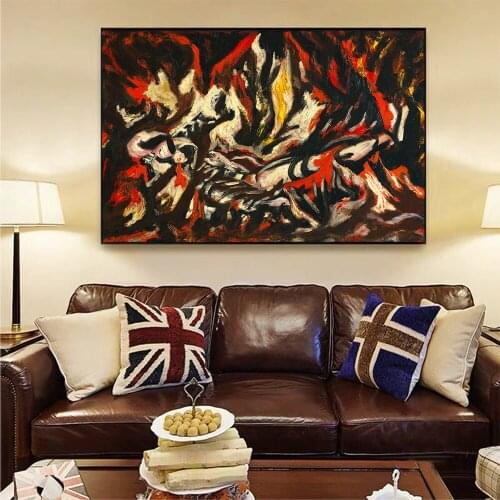 Citon Jackson Pollock《The Flame》Canvas Oil painting World Famous Artwork Poster Picture Modern Wall Art Decor Home Decoration
