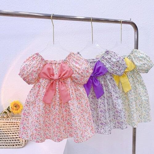 Floral Flower Girls Dresses Cute Korean Toddler Chidlren Costume summer Little Girl Clothes Baby Kids Dress Vestidos