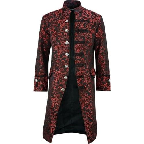 Mens Vintage Tailcoat Jacket Gothic Long Steampunk Formal Gothic Victorian Frock Coat Men Cosplay Stage Performance Costume 5XL