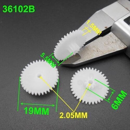 1000PCS 0.5 Modulus 0.5M Double Gear Reduction Bilayer Gears 36 Teeth + 10 Teeth Aperture 2.05mm 2B Loose Fitting 36T 10T *FD954