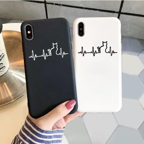 Cute Heartbeat Cat TPU Case For Samsung Galaxy A71 A51 A50 A70 A10 A10e A30 A40 A20e S8 S10 S10e S9 S20 Ultra Plus Couple Cover