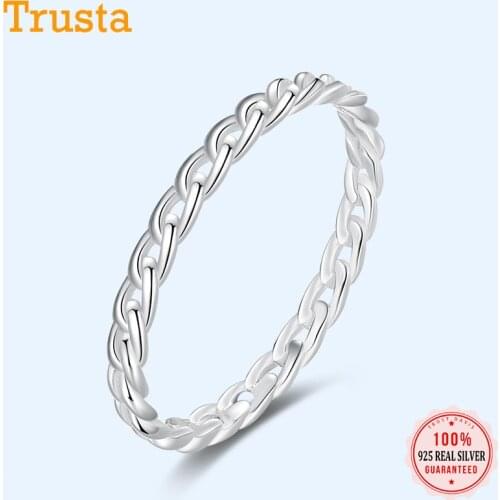 Trustdavis Authentic Minimalist 925 Sterling Silver Sweet Twist Chain Finger Ring For Women Wedding S925 Ring Jewelry DA1099
