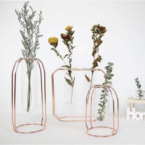 Creative Vase Home Decor Nordic Style Art Retro Vase Metal Plant Holder Decoration Iron Line Flowers Ornament For Home Garden