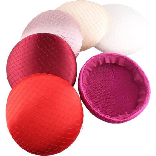 15CM Round Satin Fascinator Fascinator Hats Black Base With Veils Craft Making Material Wedding Accessories Party Hats Retail