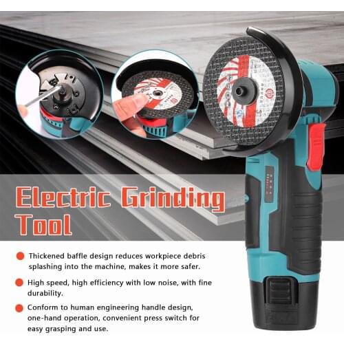 12V 19500rpm Mini Angle Grinder Machine Power Tool Grinding Cutting Metal Wood Brushless Cordless Cutter With Lithium Battery