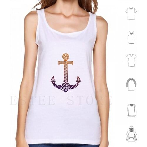Symbol Anchor Tribal Tattoo Gift Idea Tank Tops Vest Sleeveless Anchor Sea Boat Captain Sailing Sailor Ship Ocean Yacht