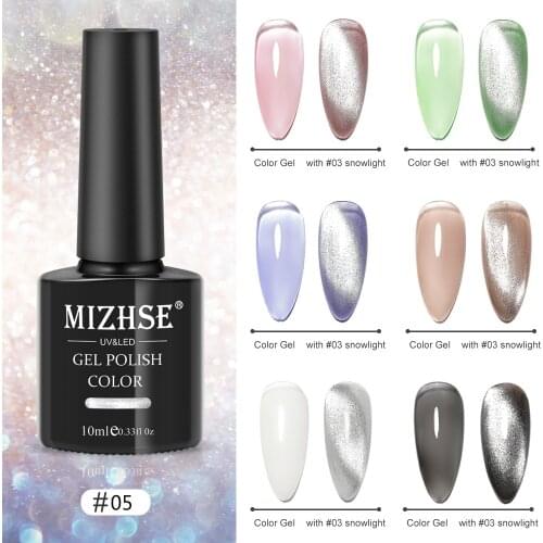 MIZHSE 10ML Aurora Smoothie 9D Cat Eye Gel Crystal Glitter Magnetic Semi-permanent Acrylic Nail Polish Gel Nails Art