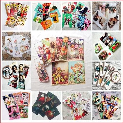 Cartoons Fabric Handwork DIY Fabric QUILTING Middle Cartoons Ages Hand dyed painting Digital printing patchwork 15*20cm
