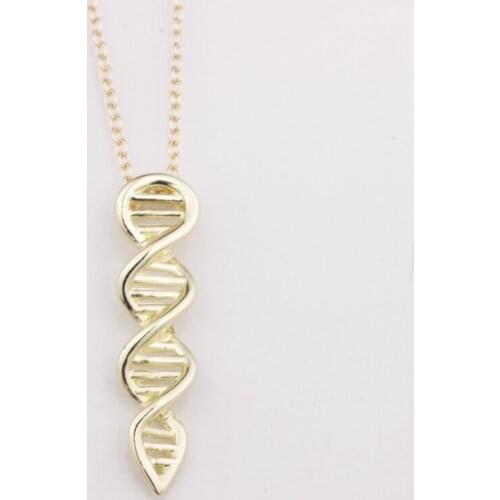 N339 Fashion jewelry Silver DNA Necklace, Science Jewelry, 3D DNA Double Helix
