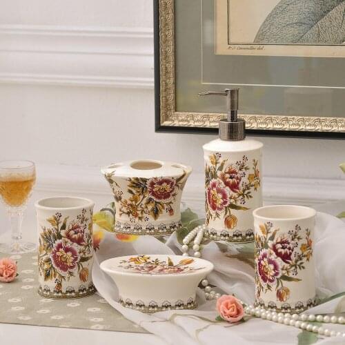 Washing Set Ceramic Bathroom Five-piece Set Bathroom Utensils Bathroom Washing Cup Gargle Cup Set