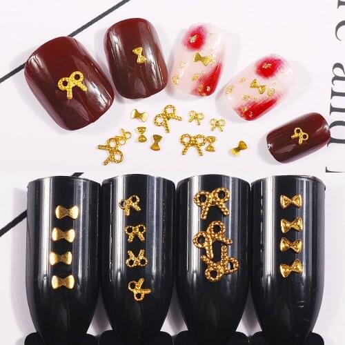 500 pieces Bow Knot Nail Decals Metal Stud Tiny Rivets Strass Nail Art Charms Decorations Woman Nails 3D Manicure Accessories