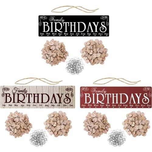Wall Hanging Handmade DIY Calendar Listing Wooden Crafts Family Birthday Reminder Tracker Calendar Board with Tags