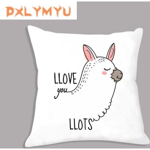 New Cushion Cover Square Throw Pillow Case Cartoon Llama Fox Arrow Be Brave Dream Big Quote Print Plush Cushion Case For Sofa