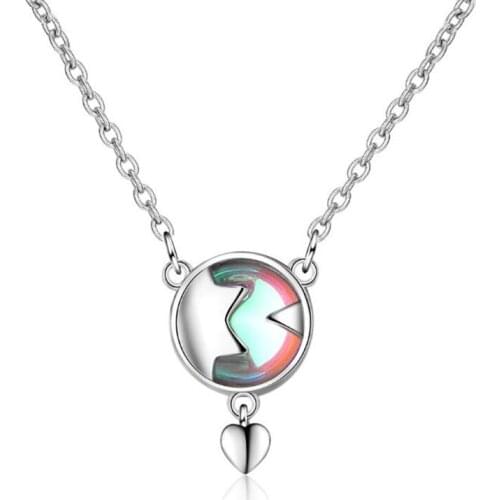 New Fashion Moonstone Star Colorful Crystal 925 Sterling Silver Jewelry Heart Shaped Love Round Pendant Necklaces H411