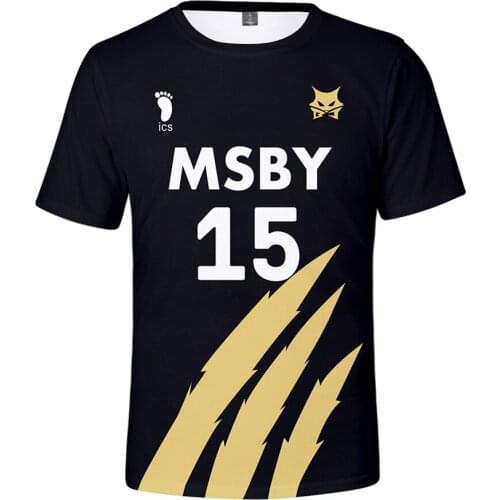 New 3D Printed Listing Anime Haikyuu!! T shirt Men Women Hip Hop Comic T-shirt Summer Boys Girls Casual Black Wolf MSBY 12 Tees