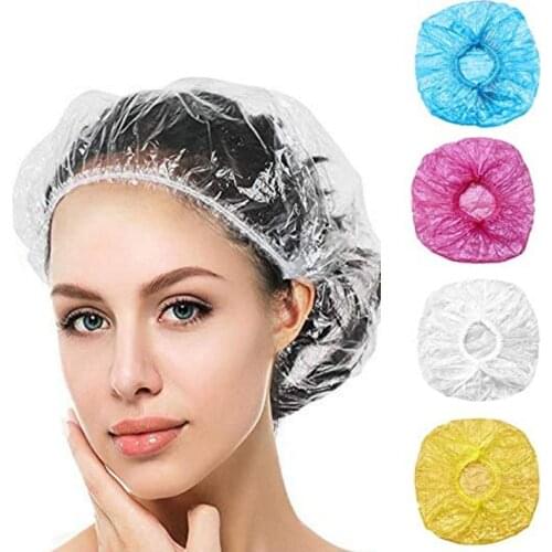100Pcs Disposable Shower Cap Waterproof Bathing Tower Clear Hair Salon Bathroom Hair dye tools Beauty Salon Hair Treatment Cap
