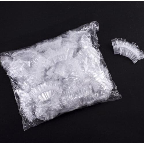 100/50pcs Disposable Plastic Waterproof Ear Protector Cover Caps Salon Hairdressing Dye Shield Protection Shower Cap Tool