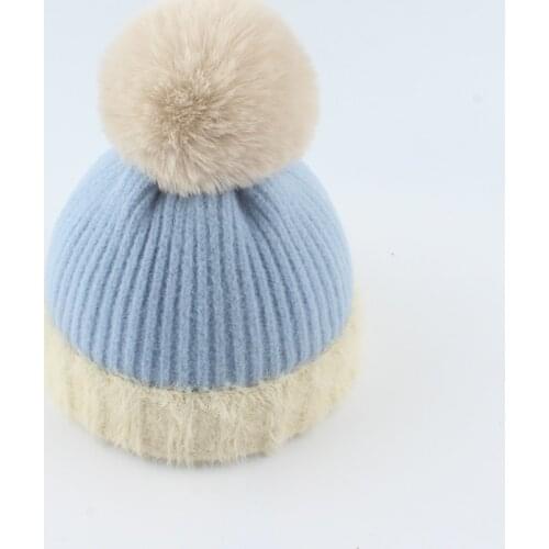 Autumn Winter New Baby Hat Boy Girl Wool Beanies Fashion Ears Bonnet Fur Pompom Hats Kids Outdoor Warm Knitted Beanie Cap