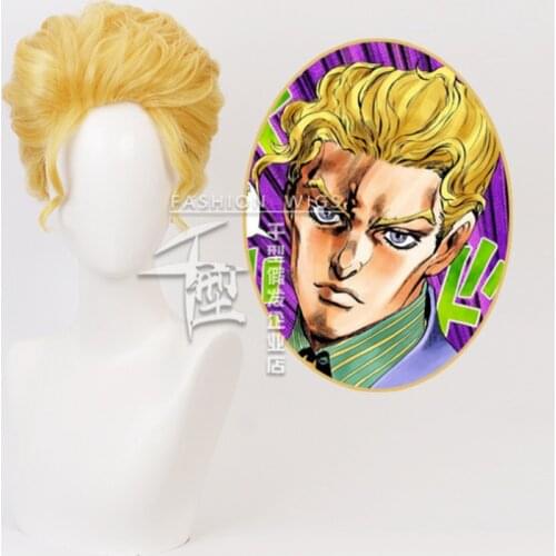 Kira Yoshikage Wig Yellow Anime JOJOs Bizarre Adventure Akatsuki Cosplay Hair Synthetic Cosplay Wig 40cm