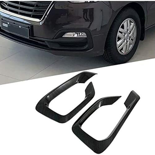 Car Carbon Look Front Fog Light Lamp Cover Trim Protect Frame for Hyundai Grand Starex H-1 I800 2018-2020 Car Styling