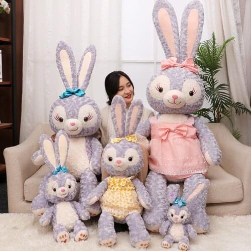 Disney Stellalou Plush Doll Stuffed Animal Purple Long Eared Rabbit Anime Action Figure Girl Birthday Gifts Toys For Childrens