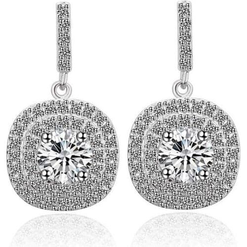 FIVE COLOR OPTIONS Brand Latest Design Glittering Cubic Zirconia Paved Halo Design Earrings,Wedding Jewelry Earrings GLE3694