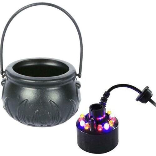 12 LED Halloween Mist Maker Smoke Fog Machine Colours Changing Light Atmosphere Festival Prop Colorful Party Home Night Decor