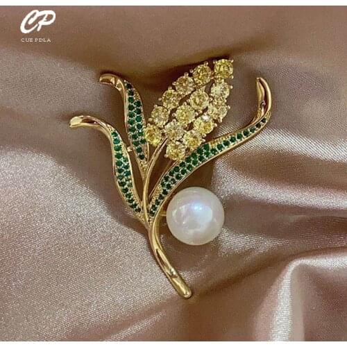 Luxury Green Leaf Rhinestone Wheat Ear Brooch Collar Pins For Suit Shining Women Wedding Brooches Jewelry Gift