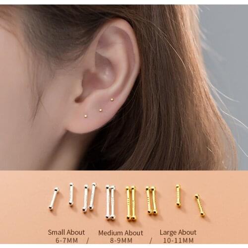 4 Pair 925 Sterling Silver Simplicity Small Beads Ball Mini Two Ball SimplicityJewelry Stud Piercing Fashion Earring For Women