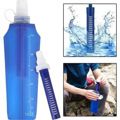 Folding Filtered Water Bottle Leakproof Filtered Water Bag for Camping Travel
