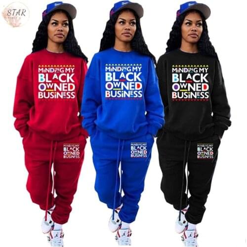 Sport Sweatsuits for Women 2021 Two Piece Set Letter Print Sweatshirt Sweatpants Jogger Tracksuit Female Wholesale Dropshipping