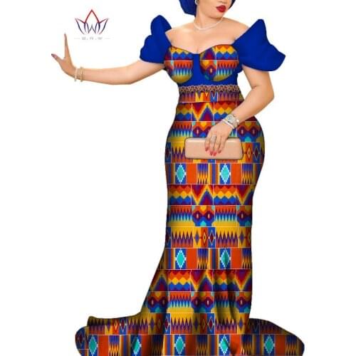 BRW Evening Pary Dress Female 2021 Summer New Temperament Banquet Africa Dress Plus Size Floor-length Dresses for Women WY1121