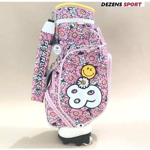 High quality fashion flower print pink/green golf bag Golf equipment bag with trolley pulley