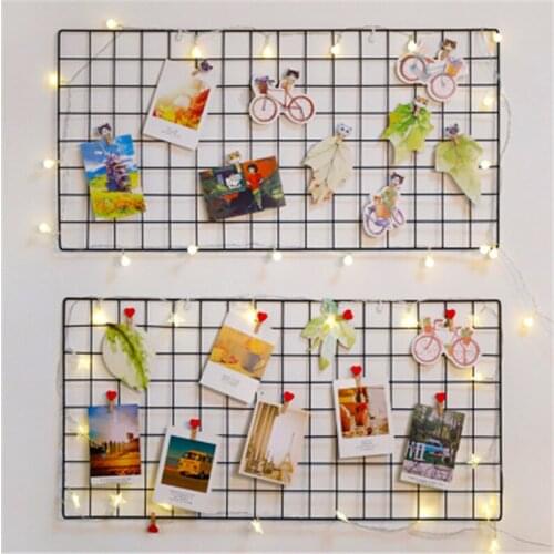 Ins Iron Grid Home Wall Decoration Photo Frame Wall Art Display Storage Shelf Organizer DIY note board Rack Bedroom Decoration