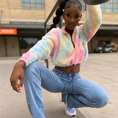 Echoine Women Casual Coats Colorful Coral fleece Warm Jacket Zippers Print Long Sleeve Loose Fashion 2019 Winter Lady Streetwear