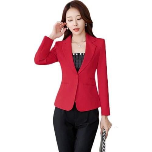 Small suit female jacket 2020 spring autumn Korean puls size slim short blazer women long-sleeved tops One button pocket outwear