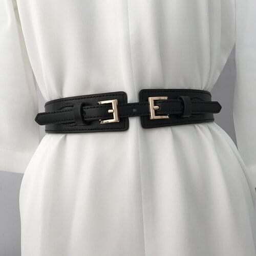 Women Belts PU Leather Corset Belt Female Metal Buckle Belts for Ladies Leisure Dress Jeans Wide Waistband