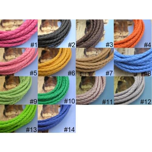 13 CLR Avail. 5 Yds 4.0mm Soft Round Bolo Braided Synthetic Leather Cord