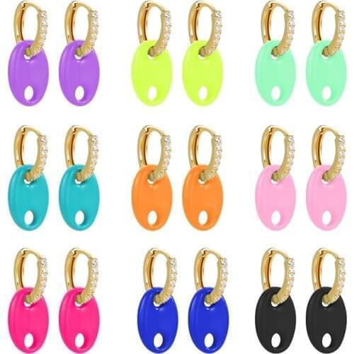 2 Pcs New Arrival Color Enamel Pig Nose Drop Earrings For Women Trendy Fashion Color Small Circle Hoop Earrings Jewelry Party