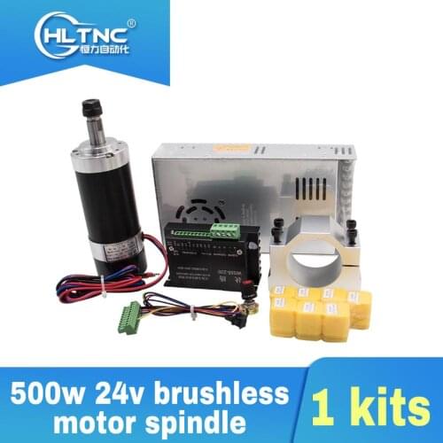2020 promotion 500W 24V brushless motor spindle+motor driver+500w48v power supply+55mm bracket +ER11 for DIY engraving machine