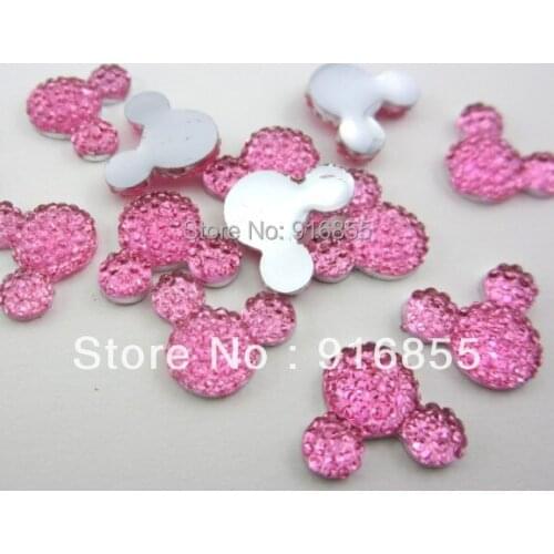 30pcs/lot 16*12mm light pink mickey head shape flatback resin rhinestone Free shipping
