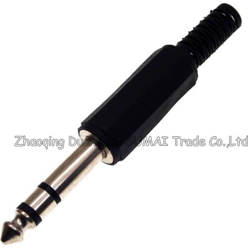 6.35mm double audio plug, 1/4" jack male double power amplifier plug / microphone plug connector