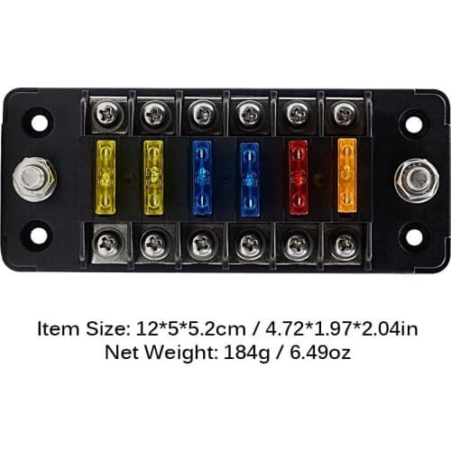 6 Way Car Fuse Box Plastic Cover Fuse Box Holder For ATO/ATC 1-20A Fuse DC 32V Connector Fuse Holder With Fuse Car Accessories