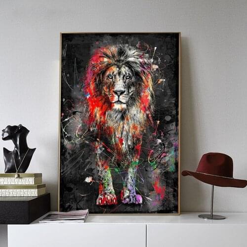 Abstract Lion Canvas Art Posters and Prints Graffiti Art Animals Paintings on the Wall Art Pictures For Living Room Cuadro Decor