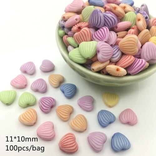 Acrylic washing color Candy beads Fringe mini love stripe bead for Jewelry making string Bracelet material 100pcs/bag Meideheng